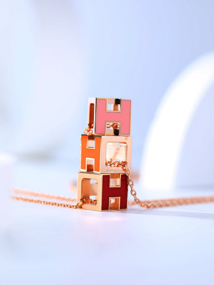 [Resenly Jewelry]H CAGE PINK GOLD NECKLACE