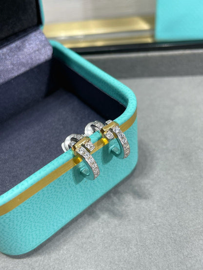 [Resenly Jewelry]EDGE DIAMOND PINK GOLD EARRINGS