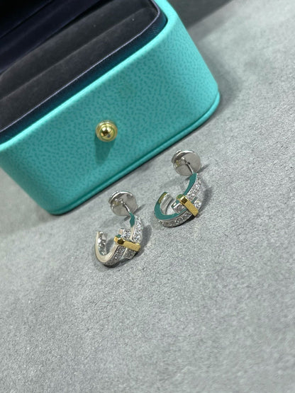 [Resenly Jewelry]EDGE DIAMOND PINK GOLD EARRINGS