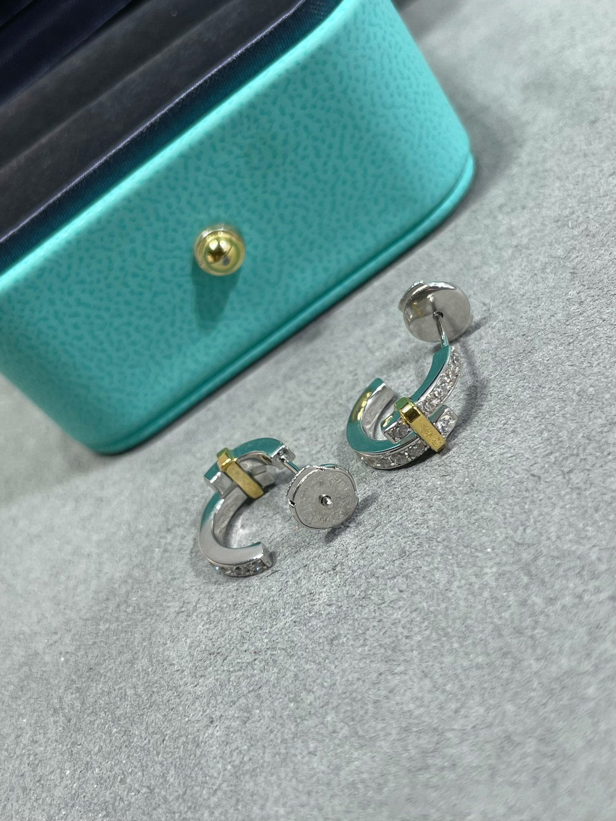 [Resenly Jewelry]EDGE DIAMOND PINK GOLD EARRINGS