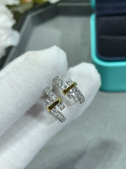 [Resenly Jewelry]EDGE DIAMOND PINK GOLD EARRINGS
