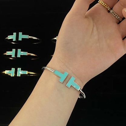 [Resenly Jewelry]T WIDE TURQUOISE OPEN BRACELET