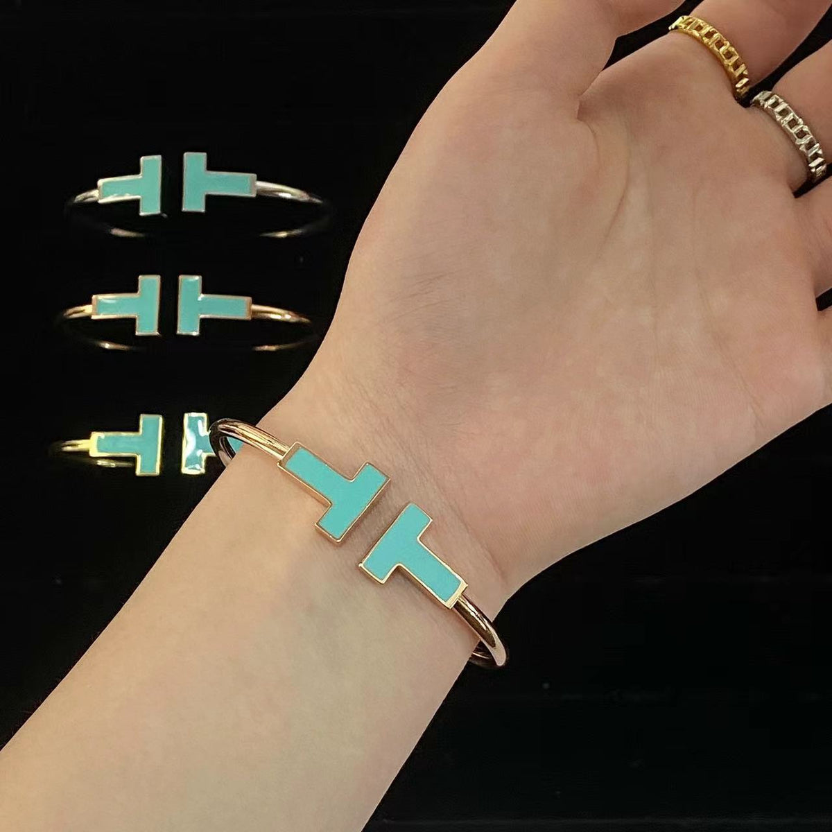 [Resenly Jewelry]T WIDE TURQUOISE OPEN BRACELET