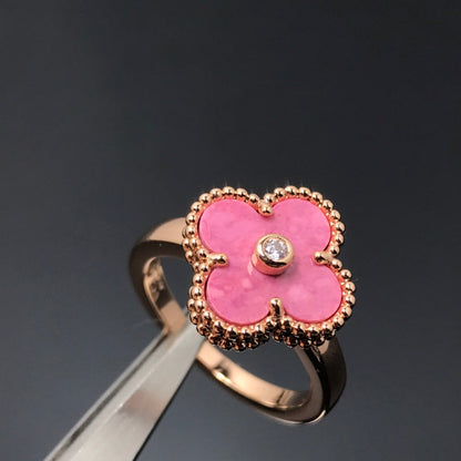 [Resenly Jewelry]CLOVER RHODONITE ROSE GOLD RING