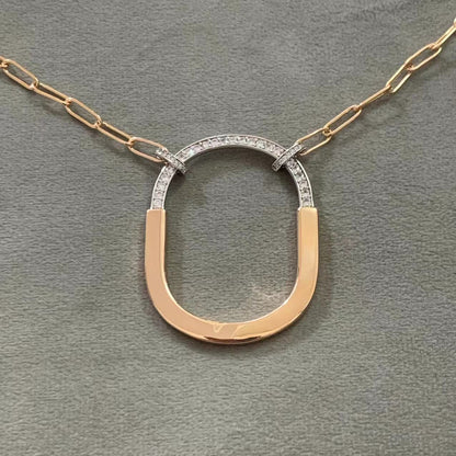 [Resenly Jewelry]LOCK DIAMOND NECKLACE