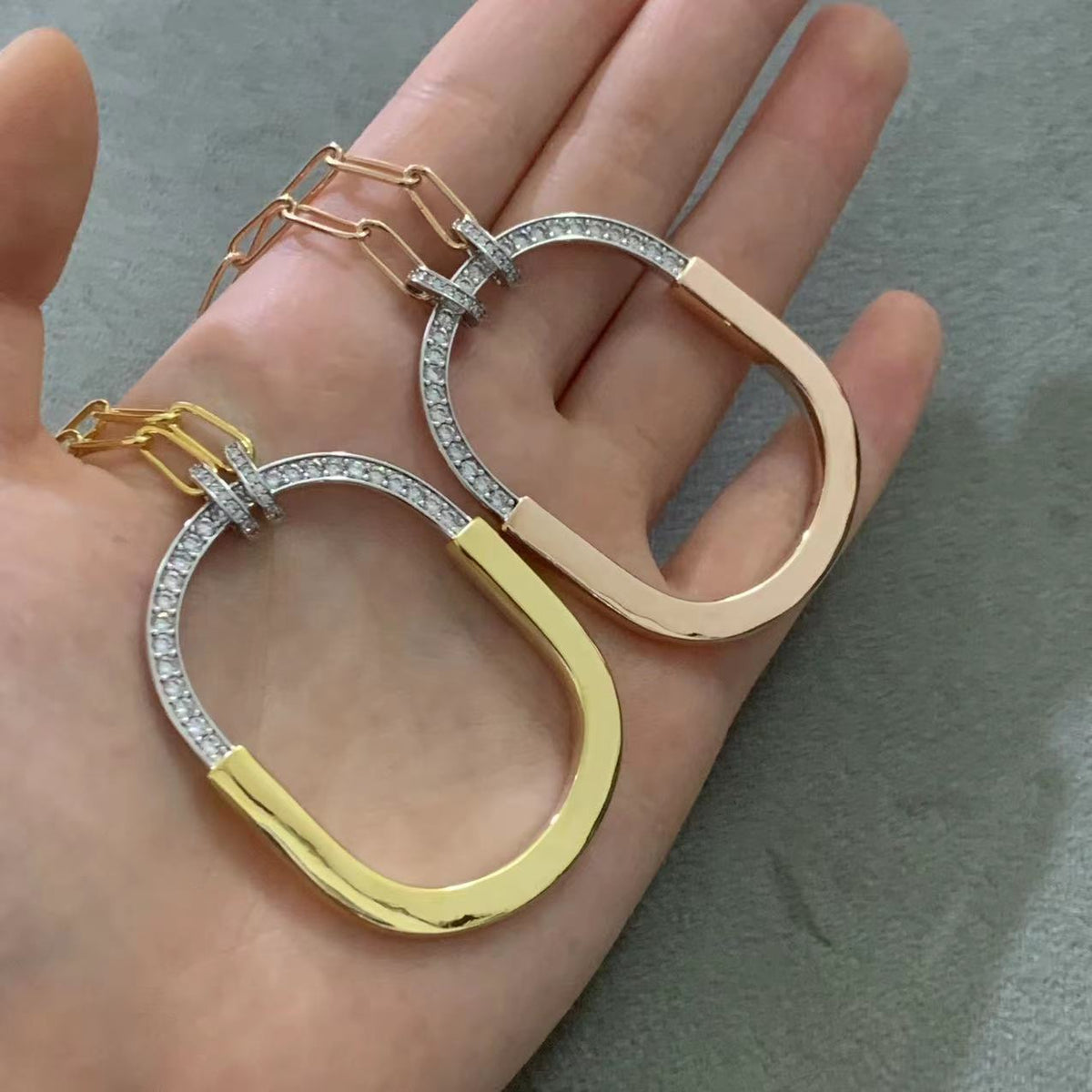 [Resenly Jewelry]LOCK DIAMOND NECKLACE
