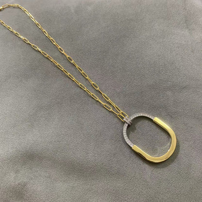 [Resenly Jewelry]LOCK DIAMOND NECKLACE