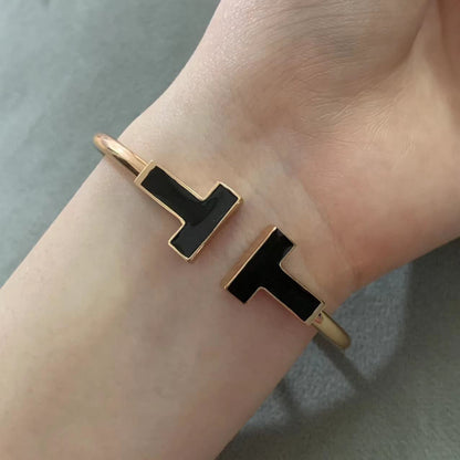 [Resenly Jewelry]T WIDE ONYX OPEN BRACELET