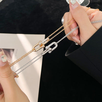 [Resenly Jewelry]HARDWEAR DIAMOND PEDANT DOUBLE CHAIN NECKLACE