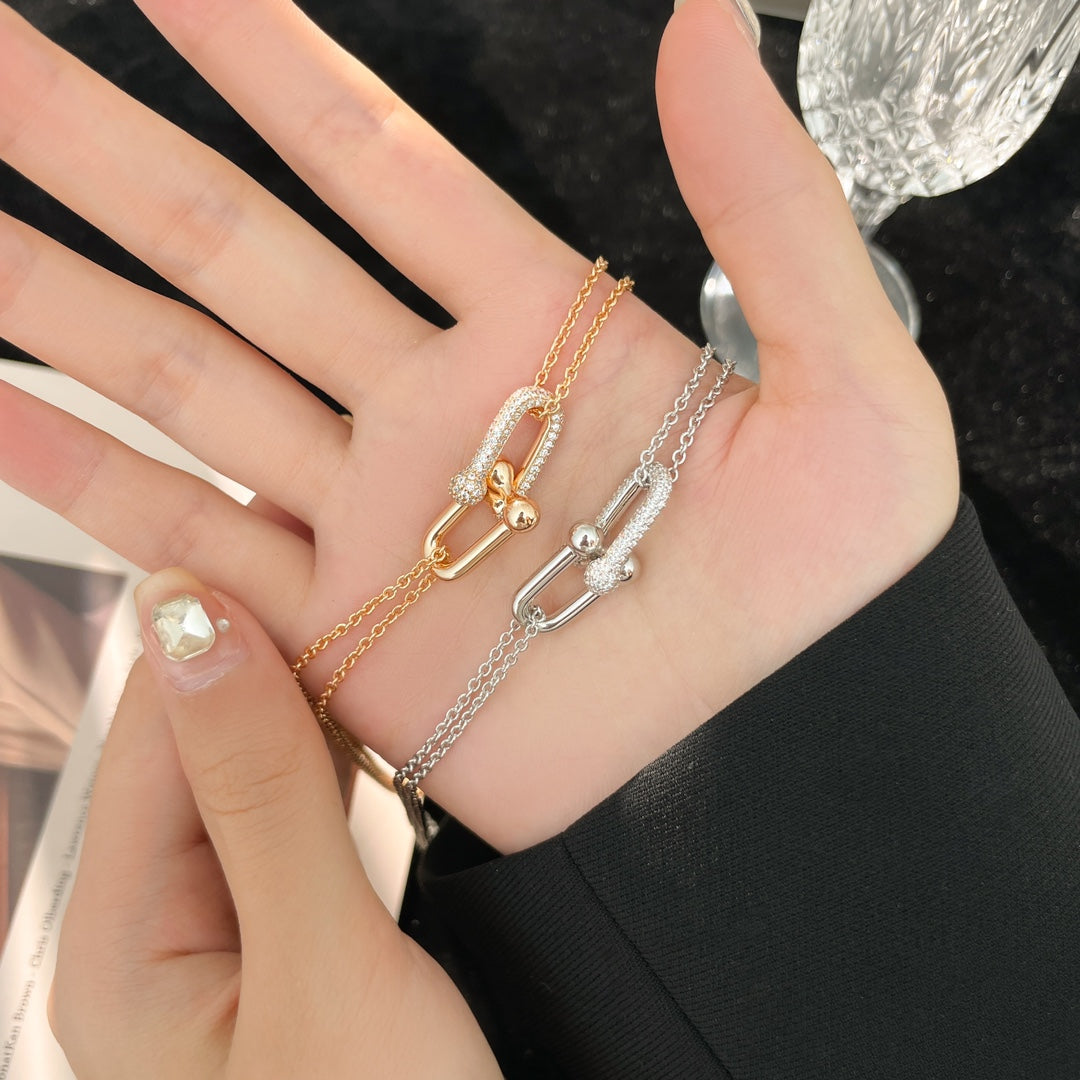 [Resenly Jewelry]HARDWEAR DIAMOND PEDANT DOUBLE CHAIN NECKLACE