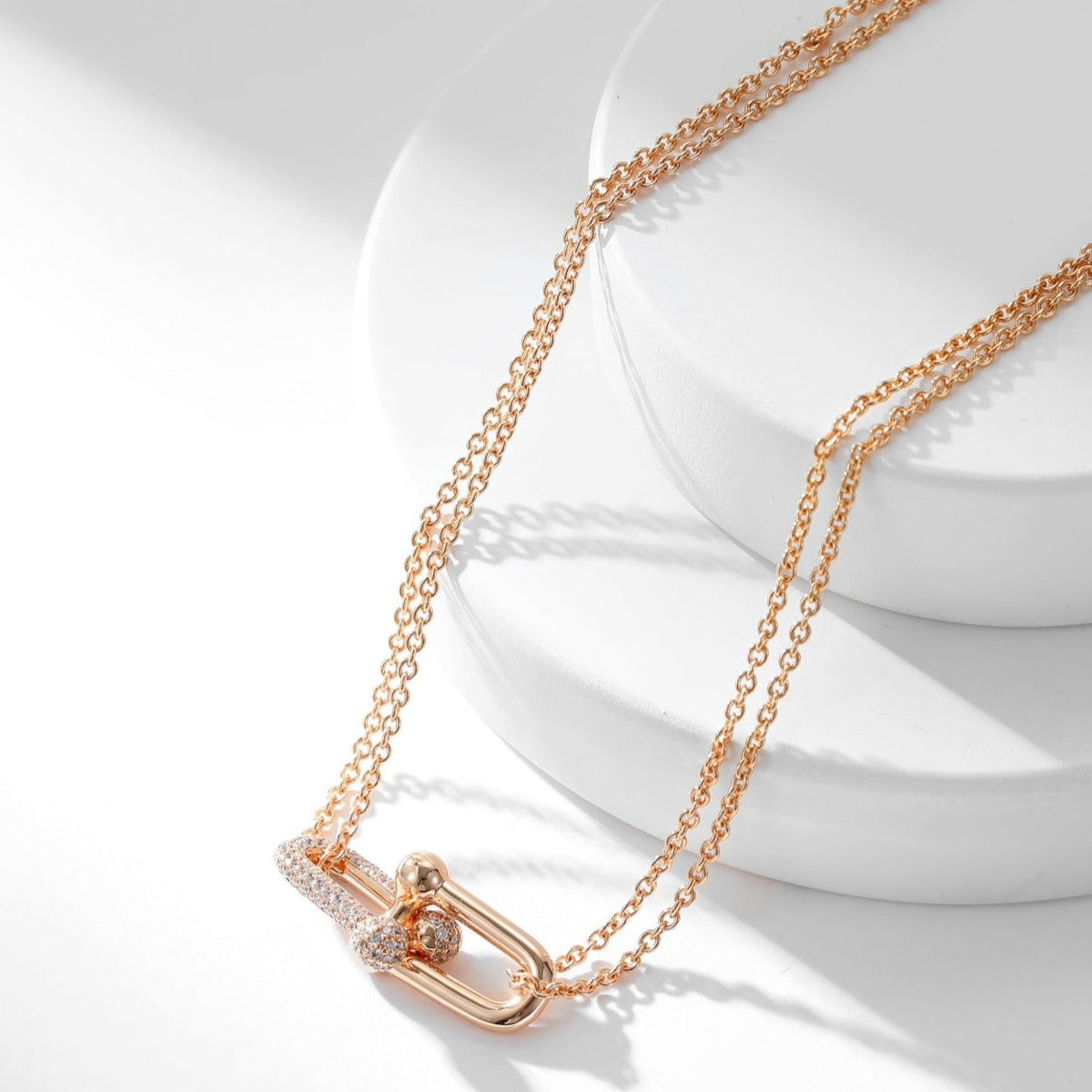 [Resenly Jewelry]HARDWEAR DIAMOND PEDANT DOUBLE CHAIN NECKLACE