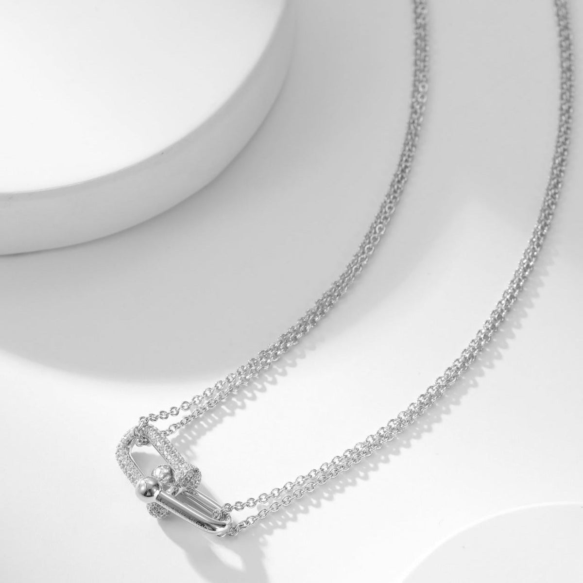 [Resenly Jewelry]HARDWEAR DIAMOND PEDANT DOUBLE CHAIN NECKLACE