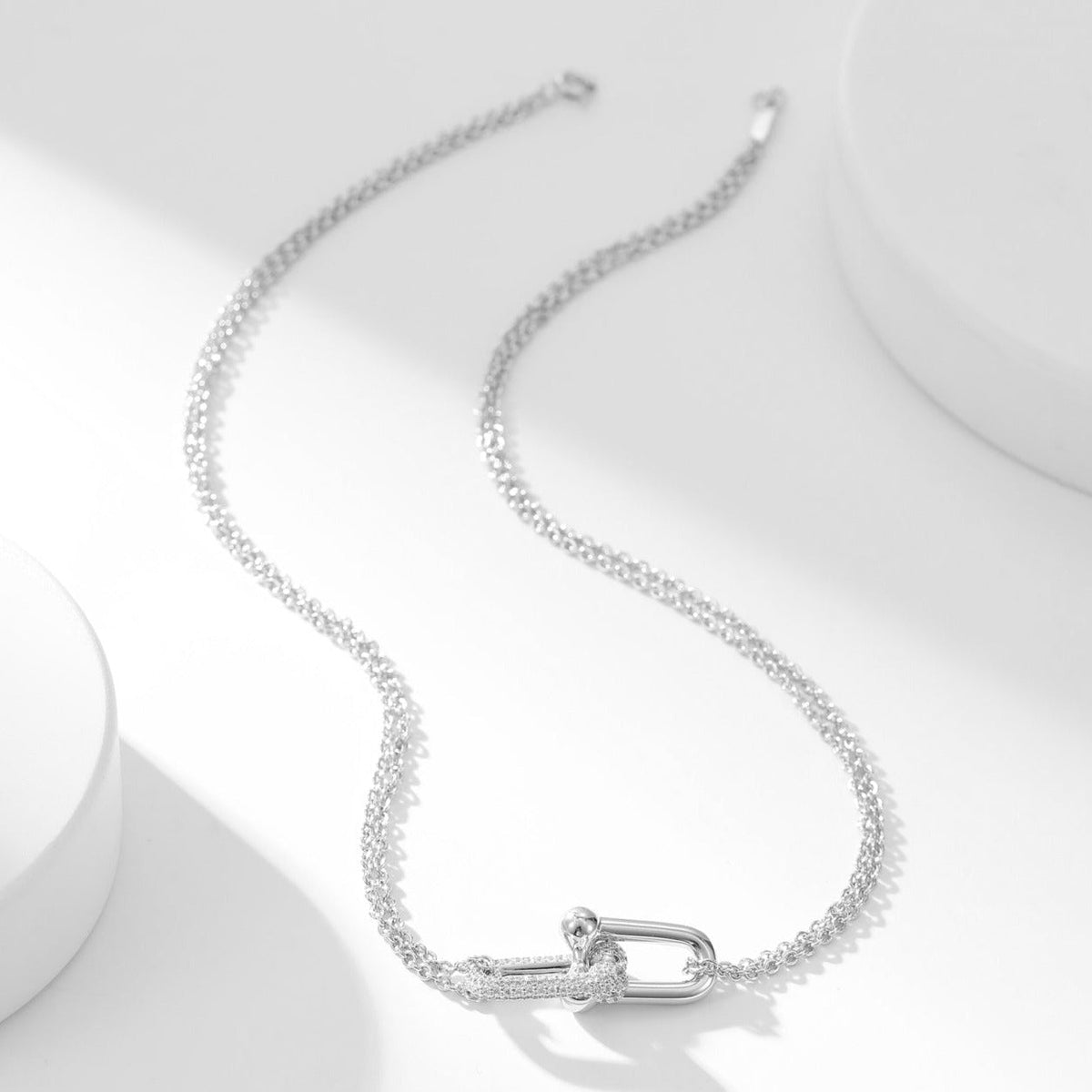 [Resenly Jewelry]HARDWEAR DIAMOND PEDANT DOUBLE CHAIN NECKLACE
