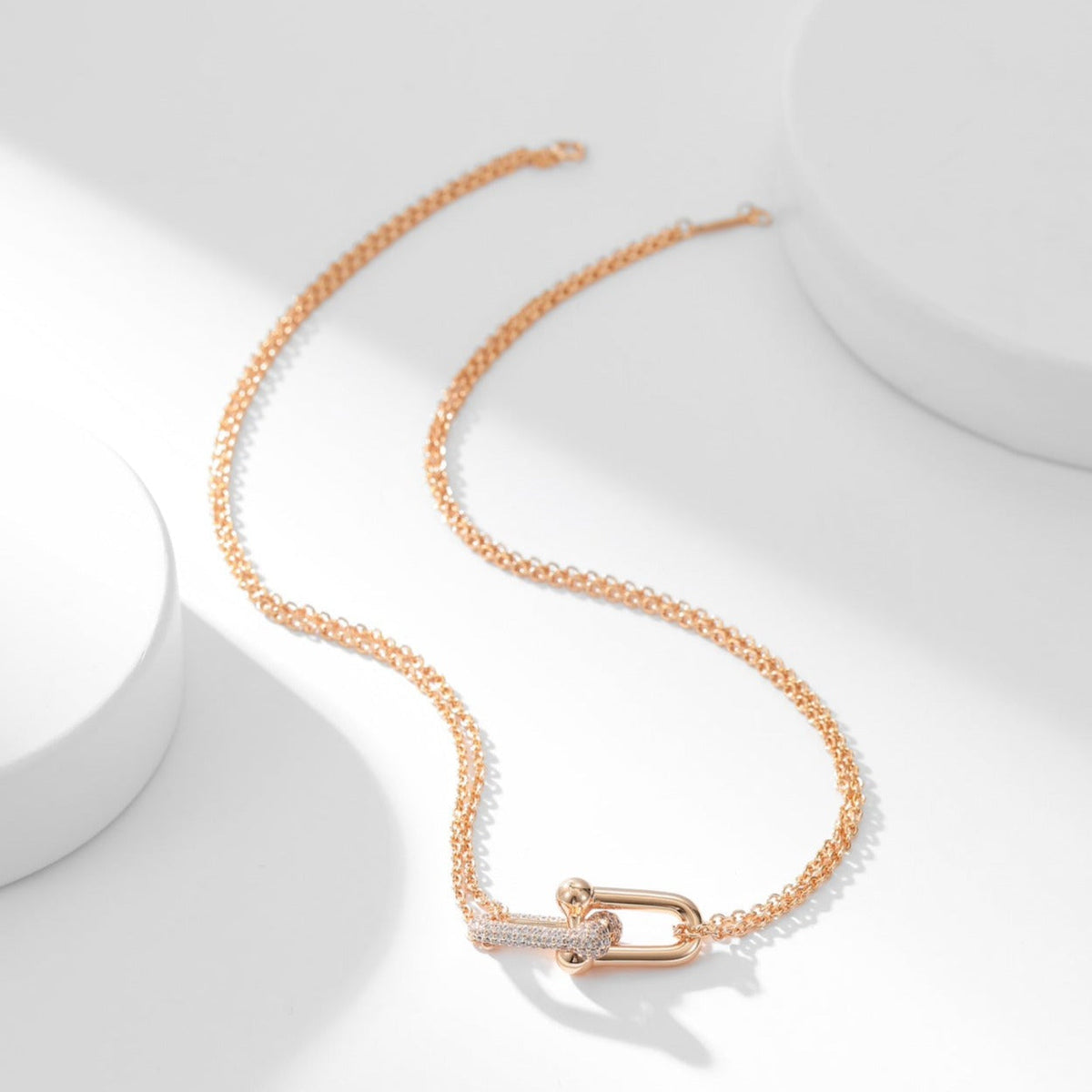 [Resenly Jewelry]HARDWEAR DIAMOND PEDANT DOUBLE CHAIN NECKLACE