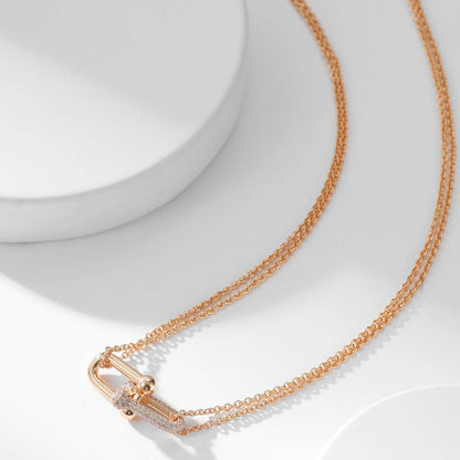[Resenly Jewelry]HARDWEAR DIAMOND PEDANT DOUBLE CHAIN NECKLACE