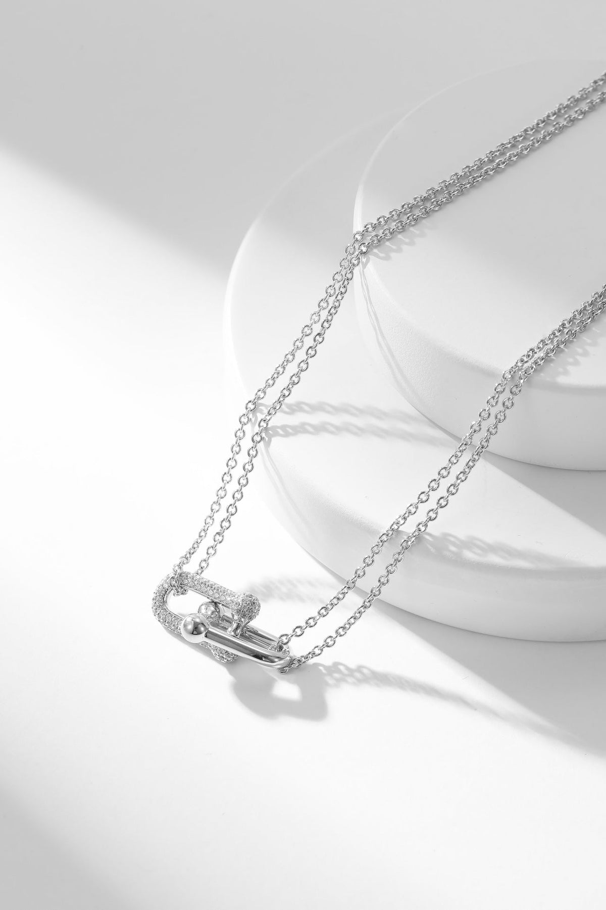 [Resenly Jewelry]HARDWEAR DIAMOND PEDANT DOUBLE CHAIN NECKLACE