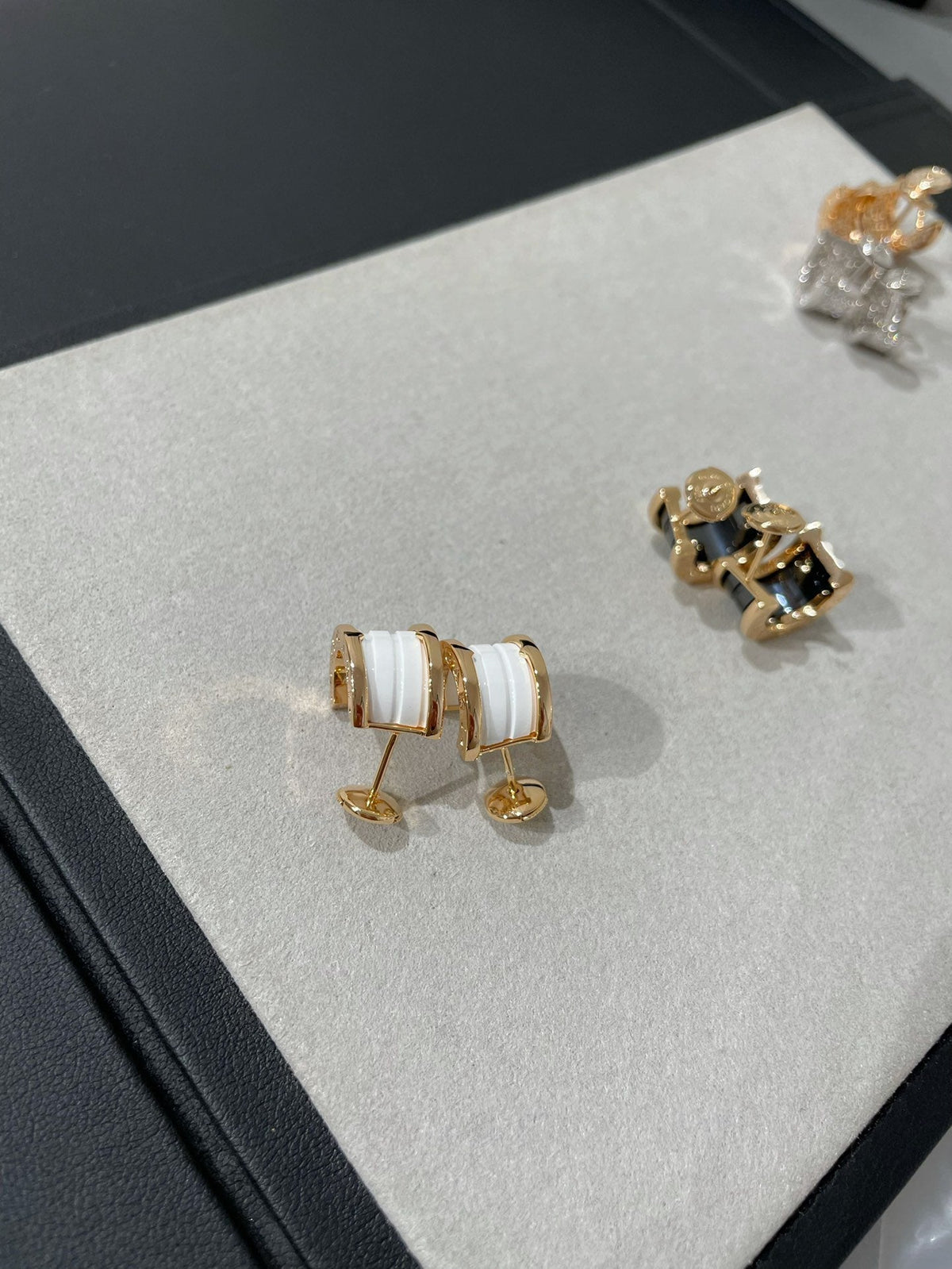 [Resenly Jewelry]ZERO 1 PINK GOLD CERAMIC EARRINGS