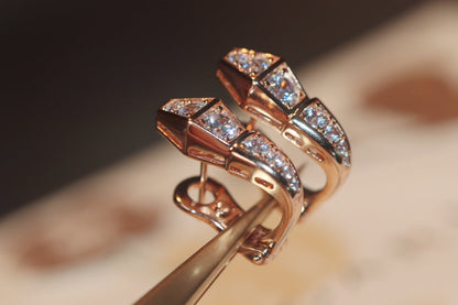 [Resenly Jewelry]SERPENT PINK GOLD DIAMOND EARRINGS