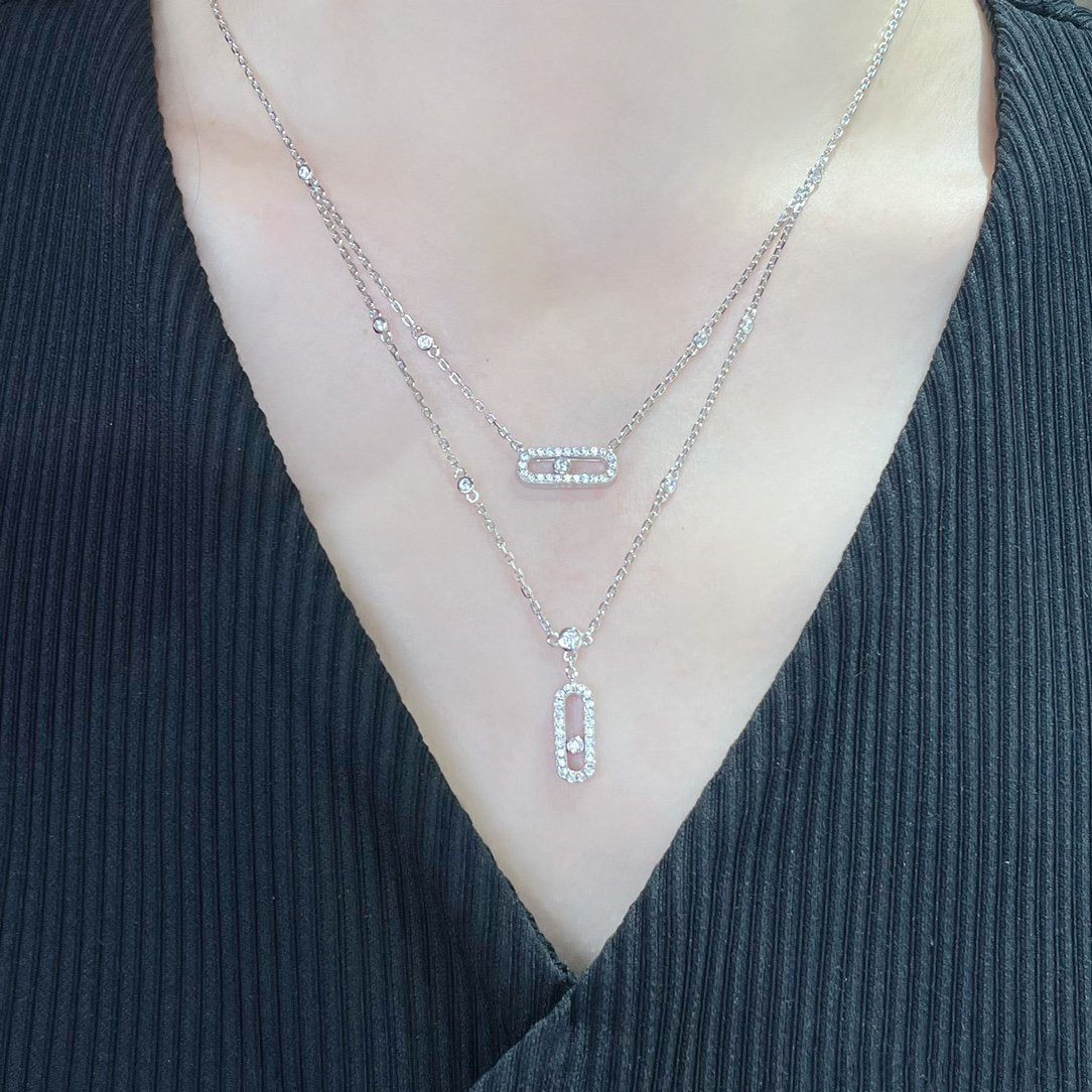 [Resenly Jewelry]MOVE 2 ROW DIAMOND NECKLACE