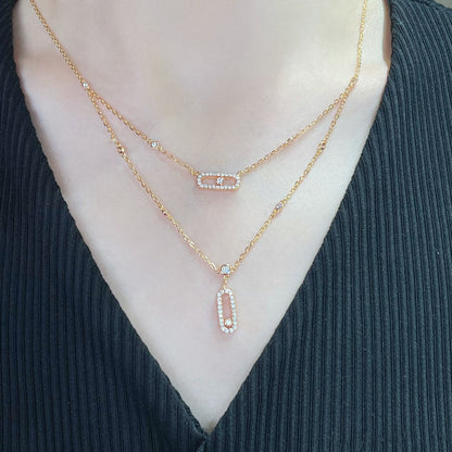 [Resenly Jewelry]MOVE 2 ROW DIAMOND NECKLACE