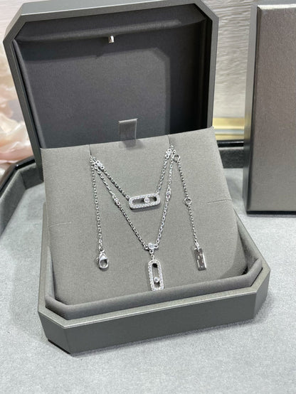 [Resenly Jewelry]MOVE 2 ROW DIAMOND NECKLACE