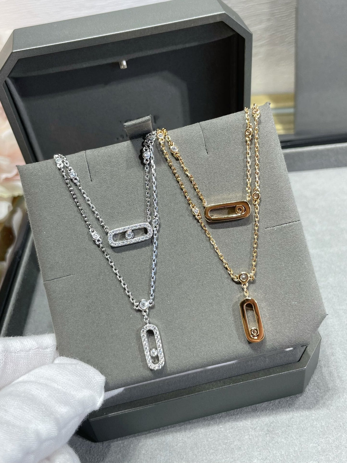 [Resenly Jewelry]MOVE 2 ROW DIAMOND NECKLACE