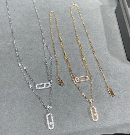 [Resenly Jewelry]MOVE 2 ROW DIAMOND NECKLACE