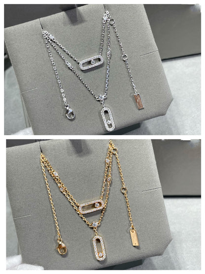 [Resenly Jewelry]MOVE 2 ROW DIAMOND NECKLACE