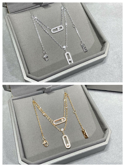 [Resenly Jewelry]MOVE 2 ROW DIAMOND NECKLACE