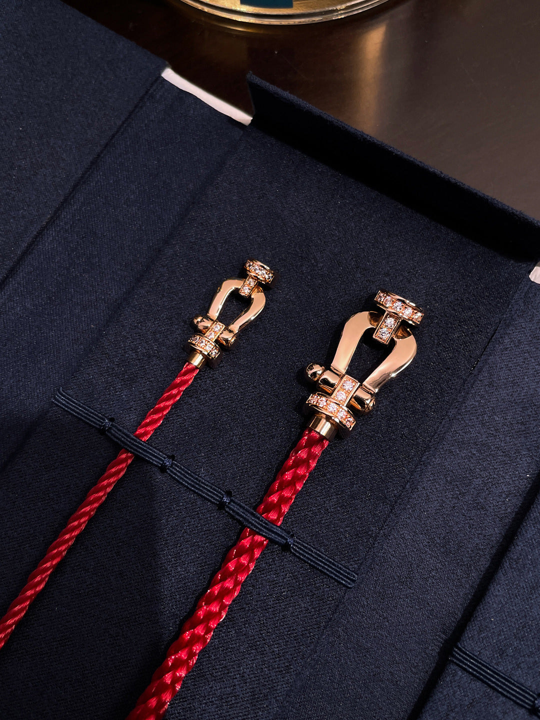 [Resenly Jewelry]FORCE 10 HALF DIAMOND PINK GOLD RED CORDERI LARGE AND MEDIUM MODEL