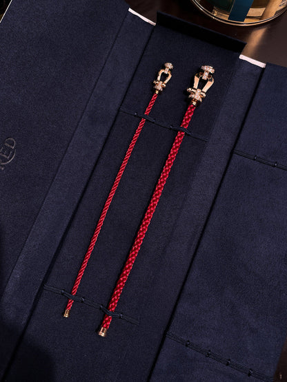 [Resenly Jewelry]FORCE 10 HALF DIAMOND PINK GOLD RED CORDERI LARGE AND MEDIUM MODEL