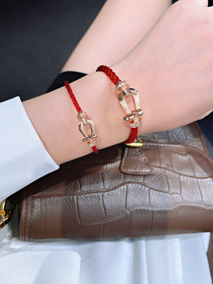 [Resenly Jewelry]FORCE 10 HALF DIAMOND PINK GOLD RED CORDERI LARGE AND MEDIUM MODEL