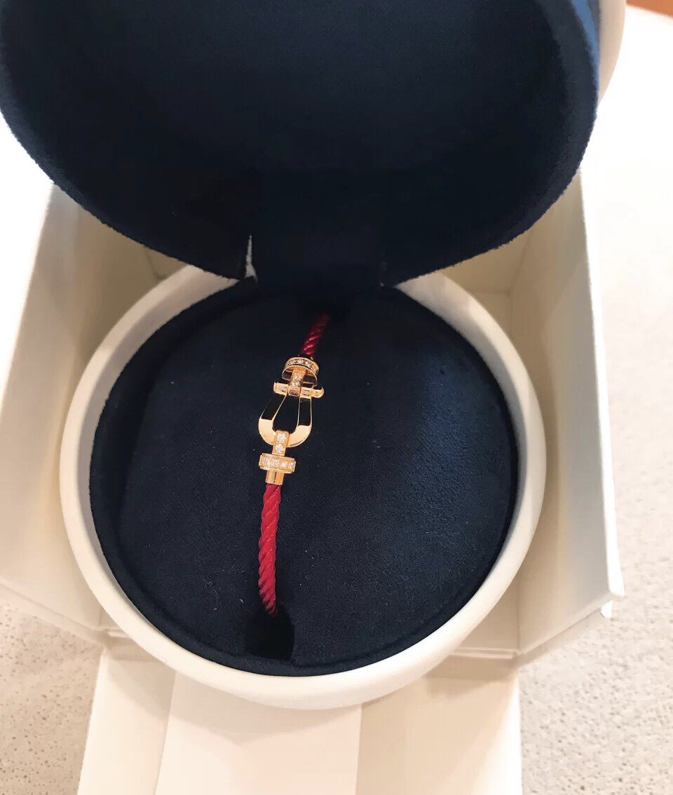 [Resenly Jewelry]FORCE 10 HALF DIAMOND PINK GOLD RED CORDERI LARGE AND MEDIUM MODEL