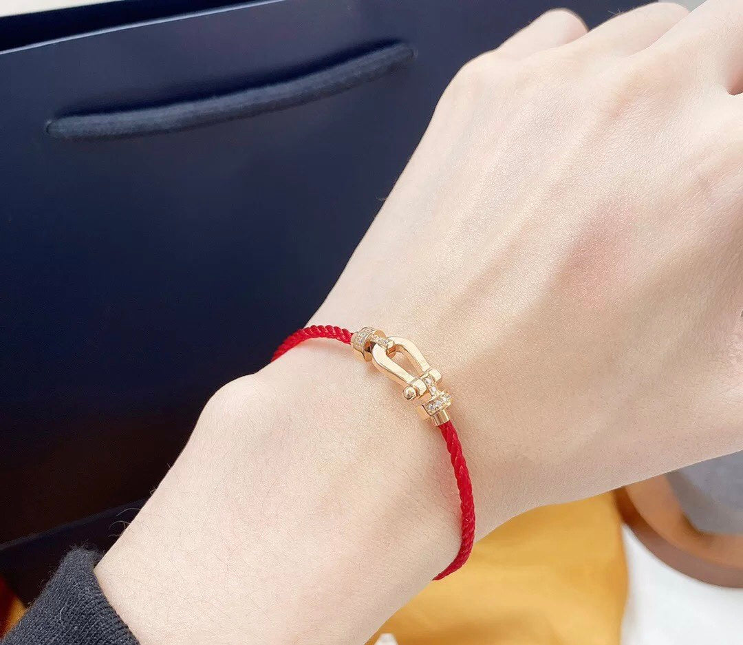 [Resenly Jewelry]FORCE 10 HALF DIAMOND PINK GOLD RED CORDERI LARGE AND MEDIUM MODEL