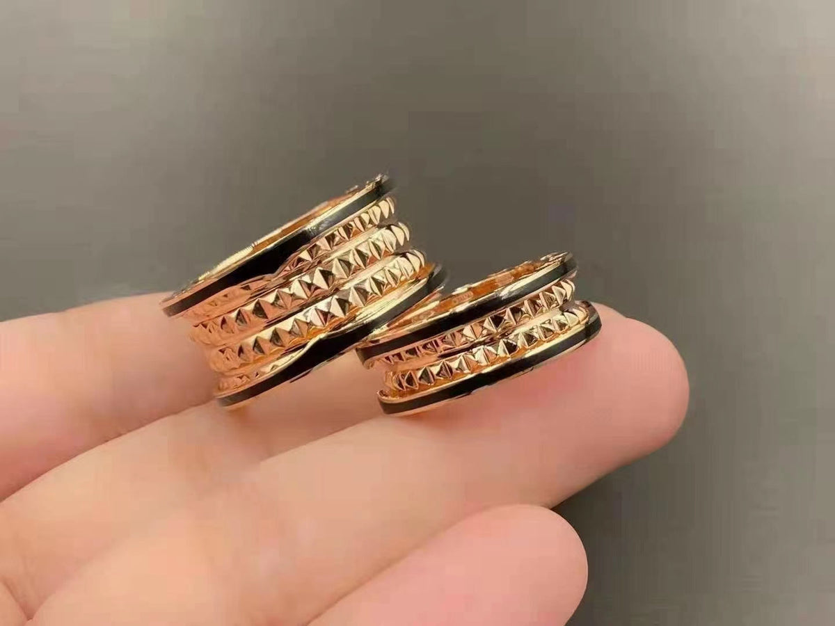 [Resenly Jewelry]ZERO 1 ROCK BLACK CERAMIC PINK GOLD LARGE MODEL