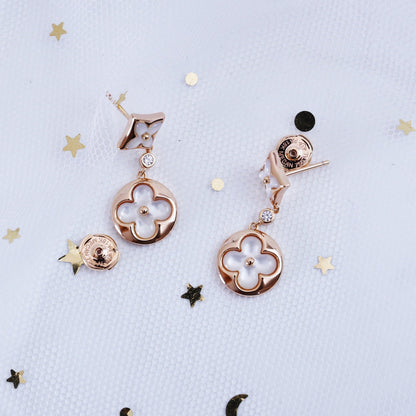[Resenly Jewelry]STAR AND SUN PINK GOLD MOP DROP EARRINGS