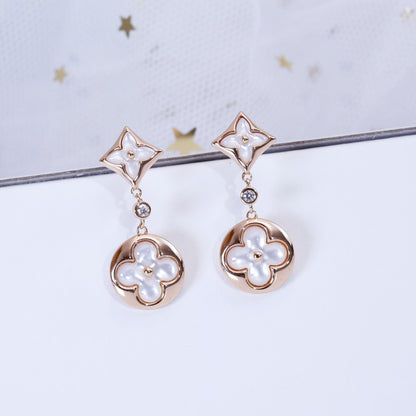 [Resenly Jewelry]STAR AND SUN PINK GOLD MOP DROP EARRINGS