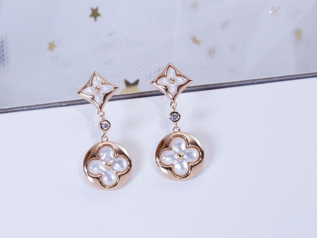 [Resenly Jewelry]STAR AND SUN PINK GOLD MOP DROP EARRINGS