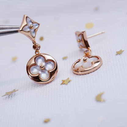 [Resenly Jewelry]STAR AND SUN PINK GOLD MOP DROP EARRINGS