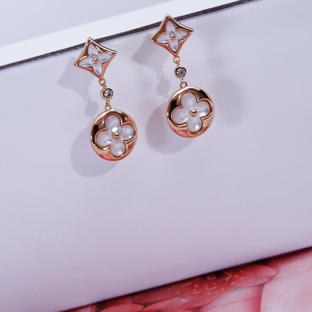 [Resenly Jewelry]STAR AND SUN PINK GOLD MOP DROP EARRINGS