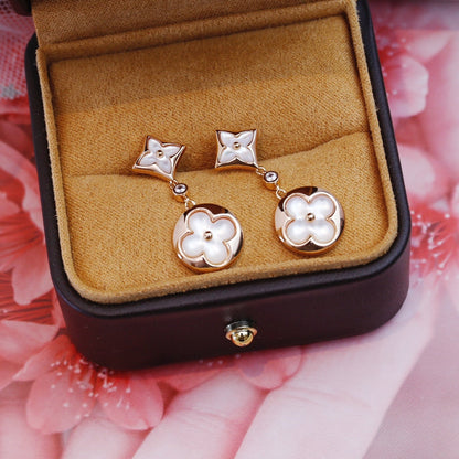 [Resenly Jewelry]STAR AND SUN PINK GOLD MOP DROP EARRINGS