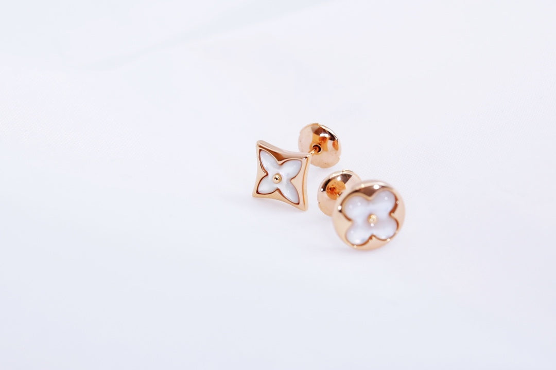 [Resenly Jewelry]STAR AND SUN PINK GOLD MOP STUD EARRINGS