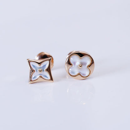 [Resenly Jewelry]STAR AND SUN PINK GOLD MOP STUD EARRINGS