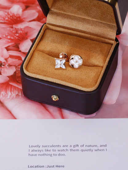 [Resenly Jewelry]STAR AND SUN PINK GOLD MOP STUD EARRINGS