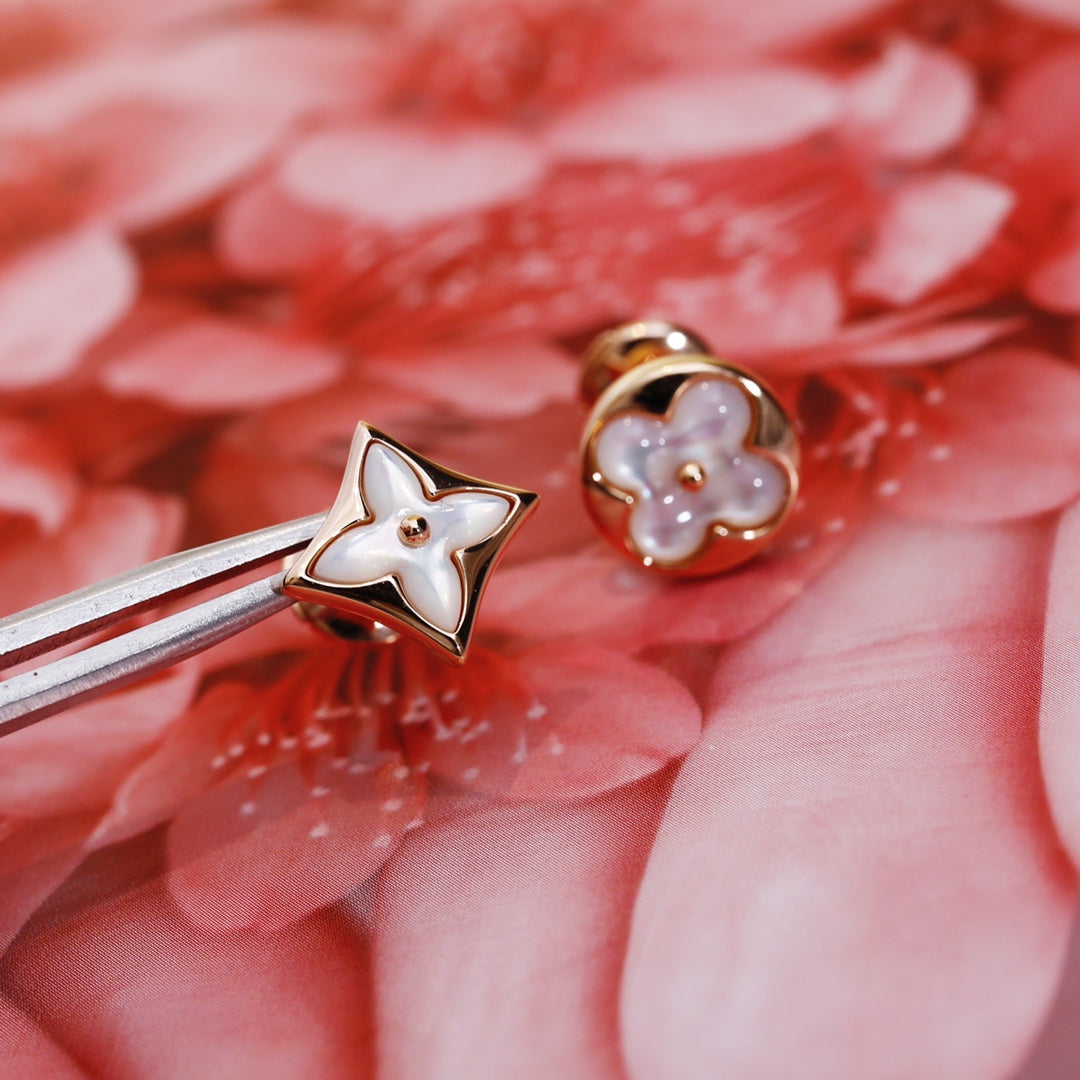 [Resenly Jewelry]STAR AND SUN PINK GOLD MOP STUD EARRINGS