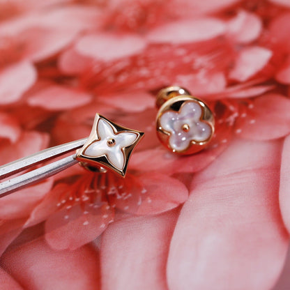 [Resenly Jewelry]STAR AND SUN PINK GOLD MOP STUD EARRINGS