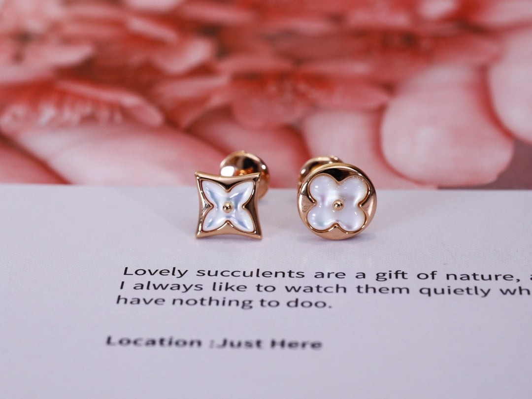 [Resenly Jewelry]STAR AND SUN PINK GOLD MOP STUD EARRINGS