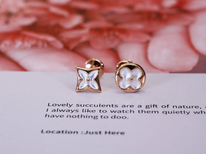 [Resenly Jewelry]STAR AND SUN PINK GOLD MOP STUD EARRINGS