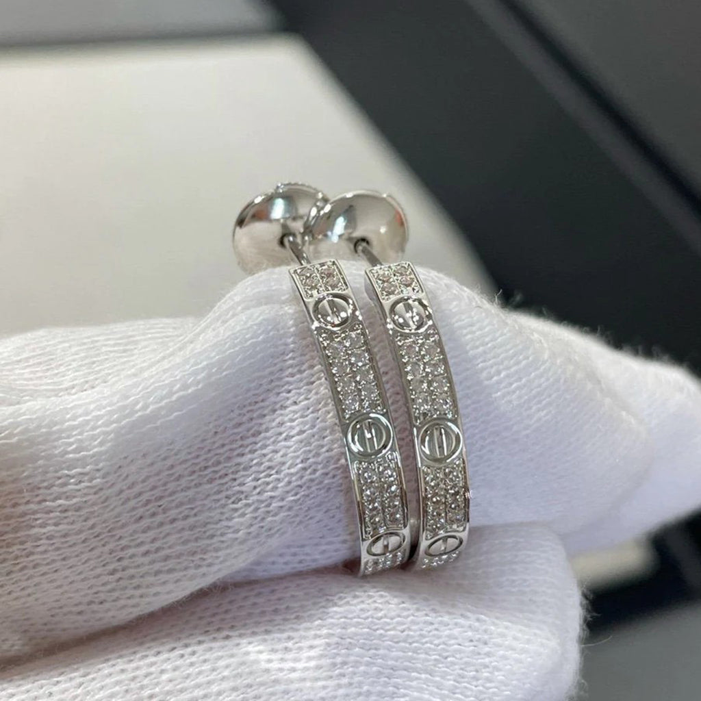 [Resenly Jewelry]LOVE EARRINGS 3.6MM DIAMOND PAVED