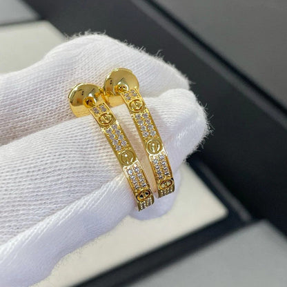 [Resenly Jewelry]LOVE EARRINGS 3.6MM DIAMOND PAVED